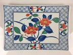 Japanese Enamelware Large Rectangle Plate Vtg Camellia White Horo PY135