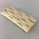 Japanese Fabric Long Wallet Vtg Purse Clasp Pouch Case White Beige J885