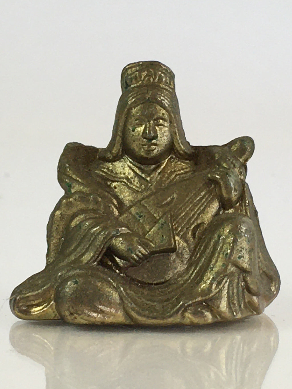 Japanese Figurine Vtg 7 Lucky Gods Benzaiten Metal Statue Paperweight JK385