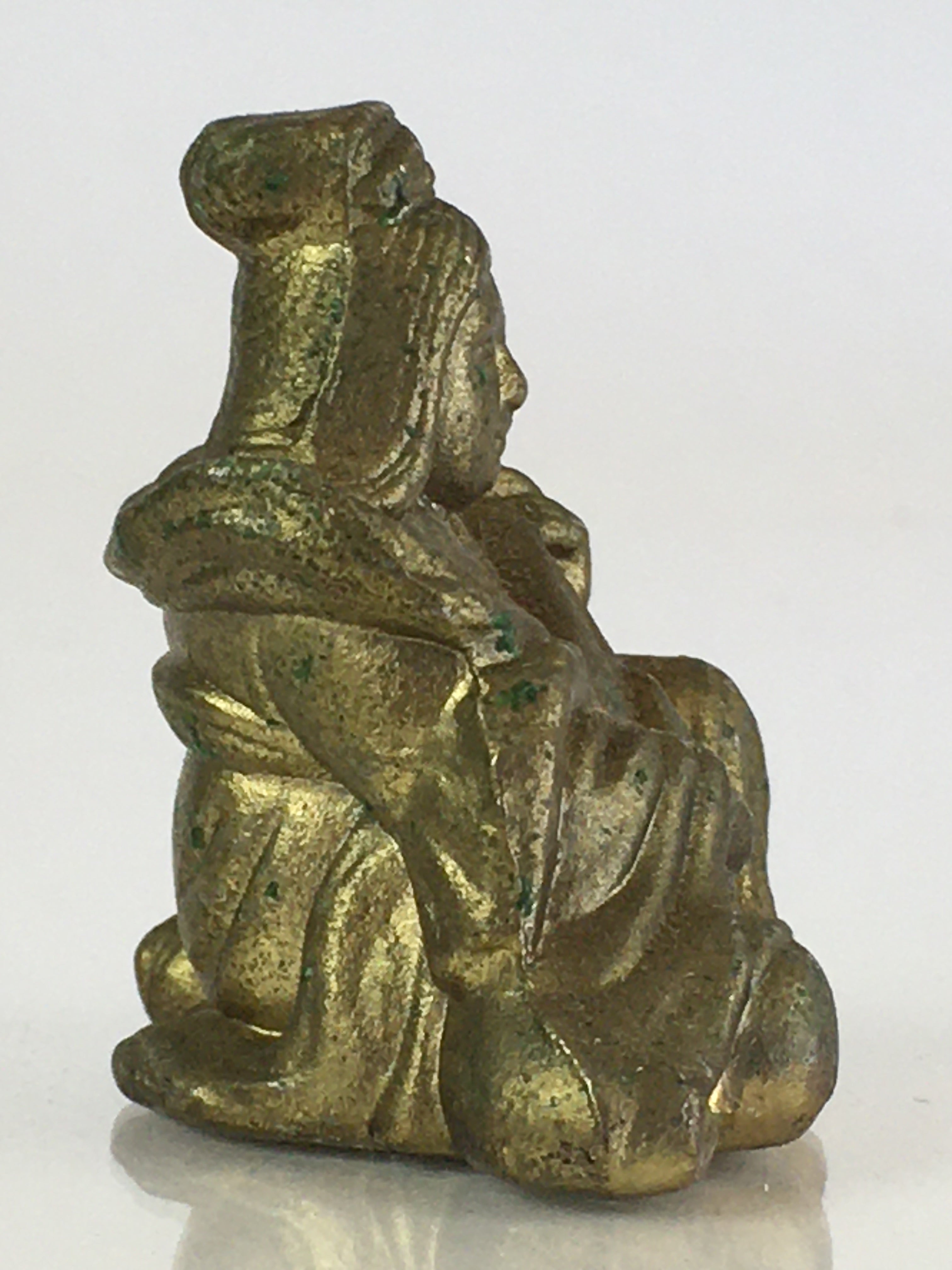 Japanese Figurine Vtg 7 Lucky Gods Benzaiten Metal Statue Paperweight JK385