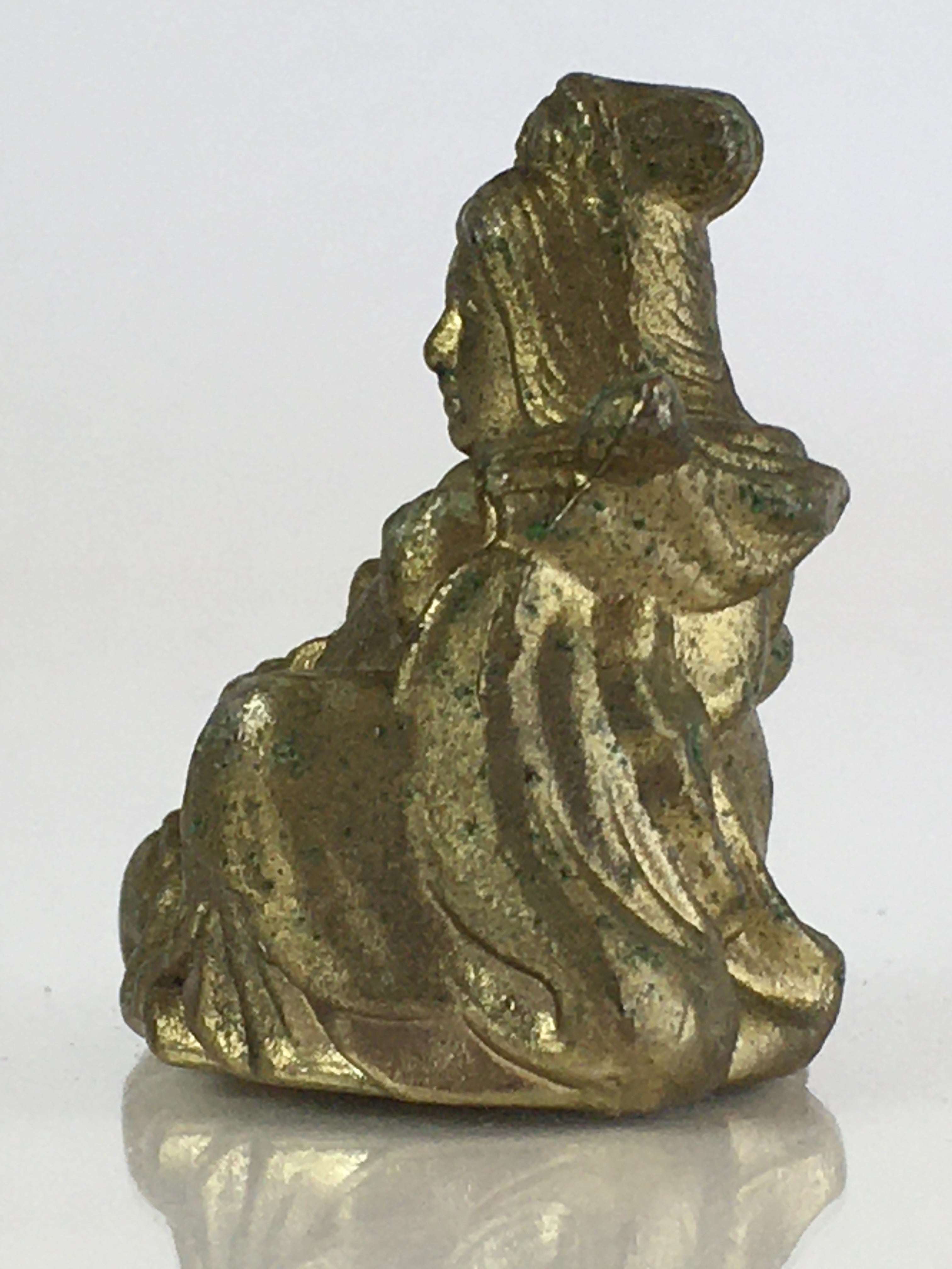 Japanese Figurine Vtg 7 Lucky Gods Benzaiten Metal Statue Paperweight JK385