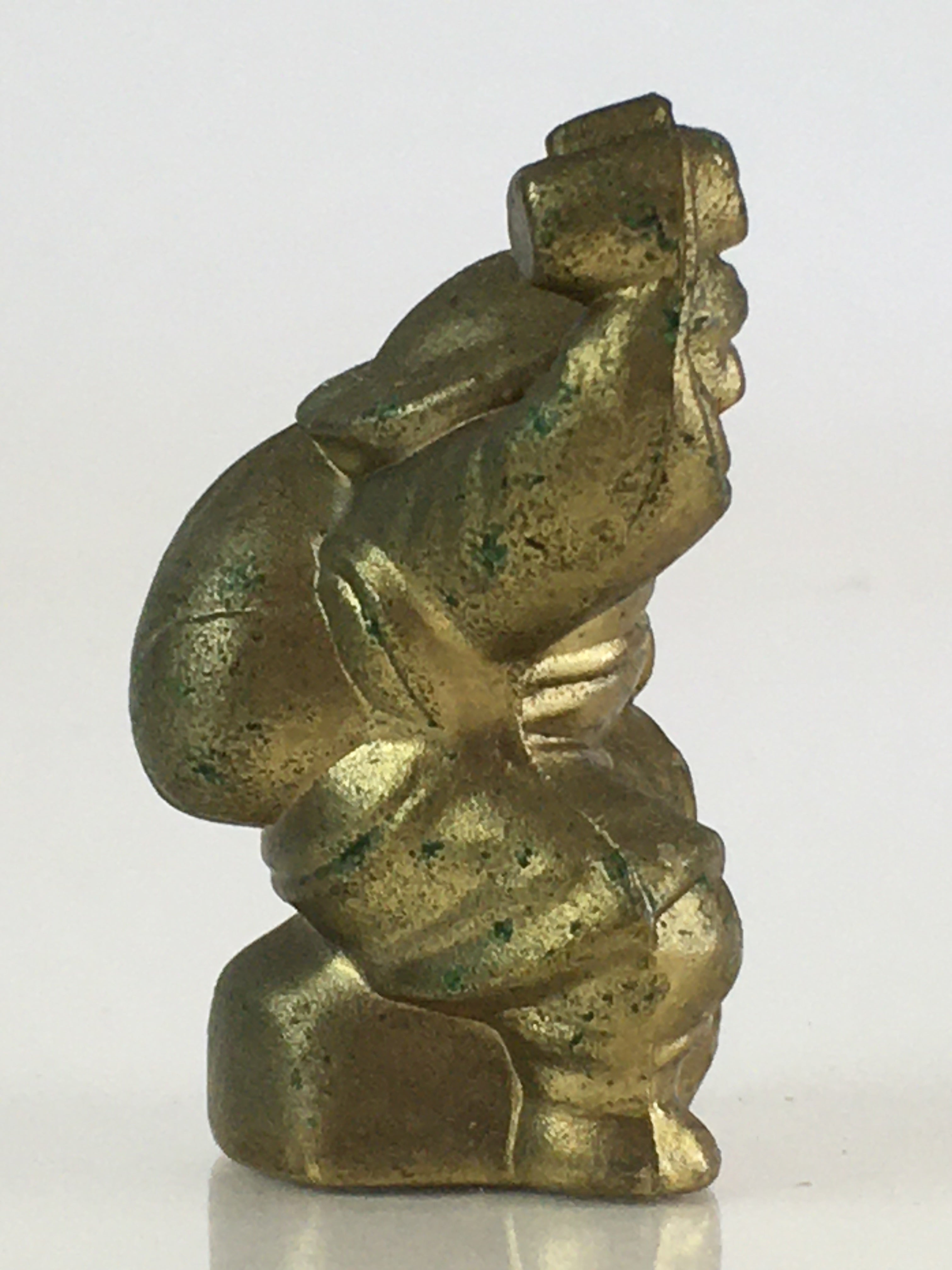 Japanese Figurine Vtg 7 Lucky Gods Daikokuten Metal Statue Paperweight JK386