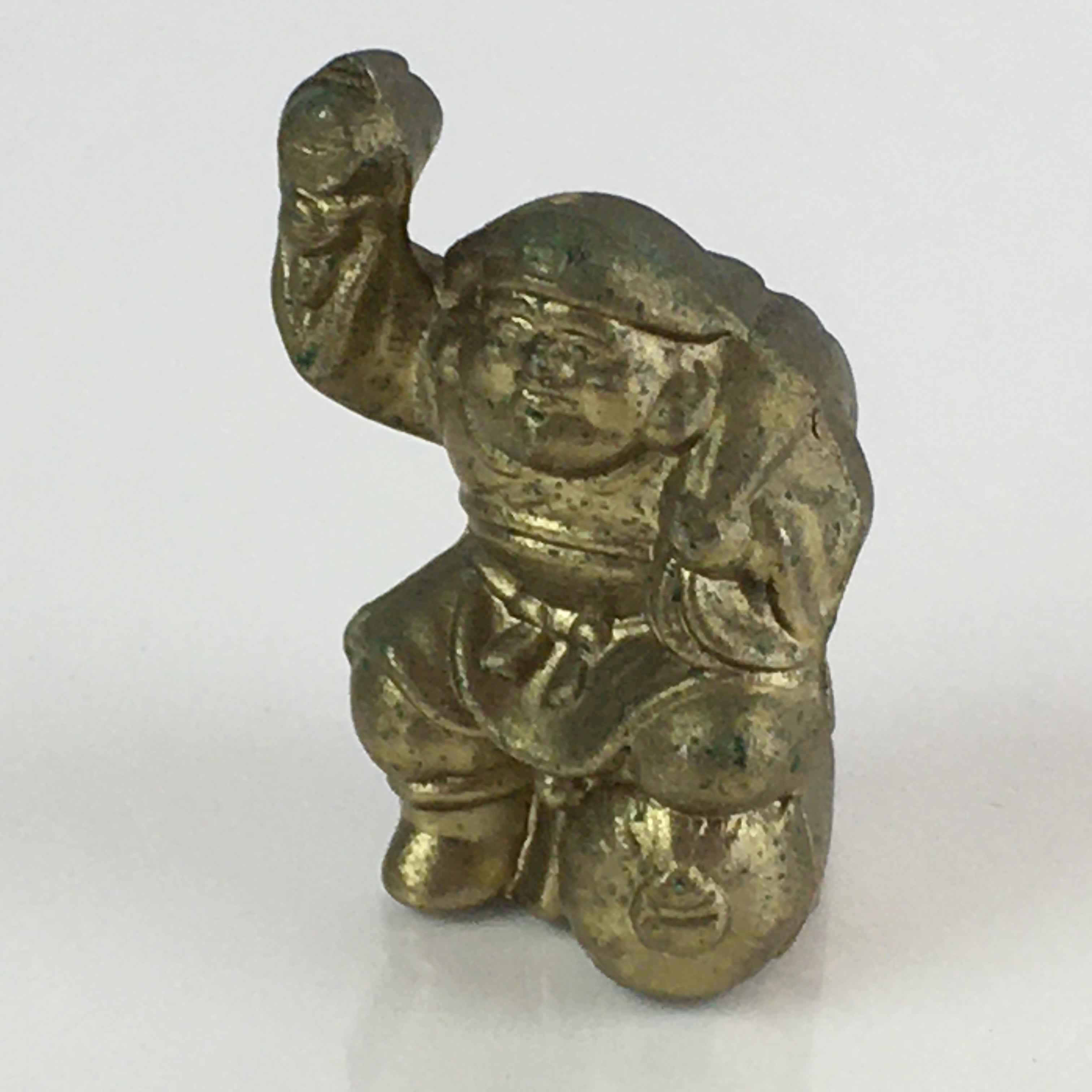 Japanese Figurine Vtg 7 Lucky Gods Daikokuten Metal Statue Paperweight JK386