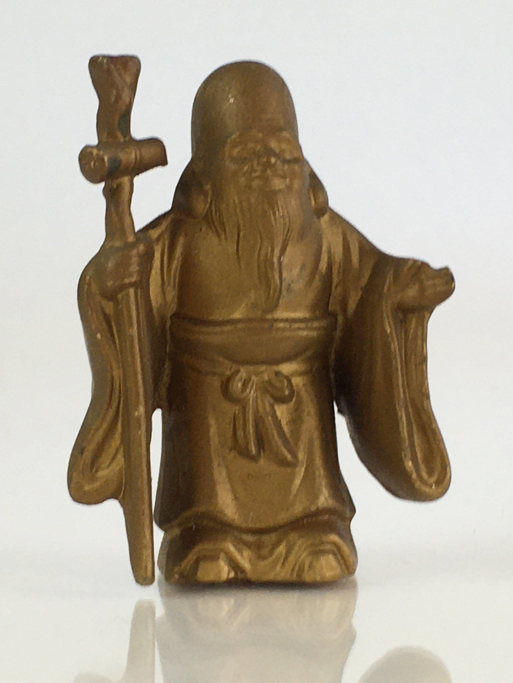 Japanese Figurine Vtg 7 Lucky Gods Fukurokujyu Metal Statue Paperweight JK384