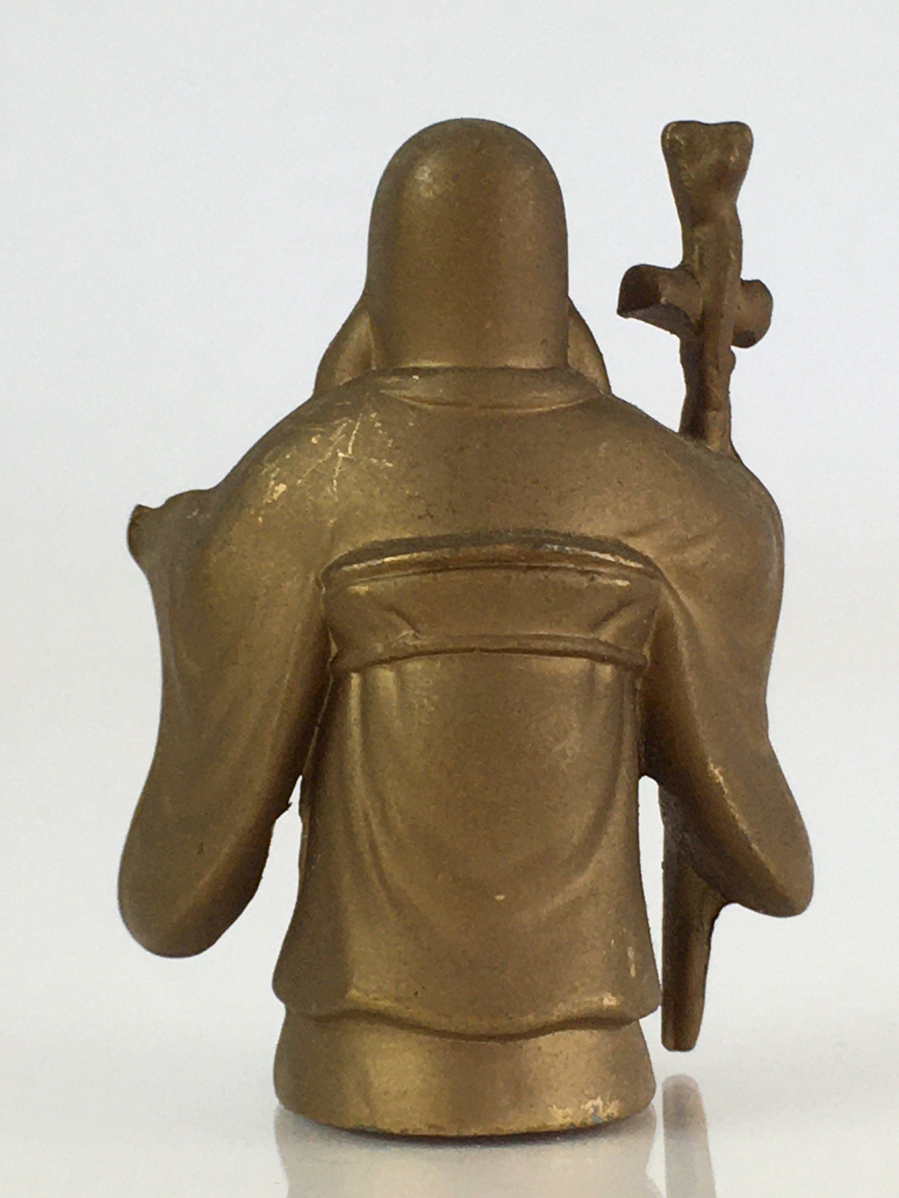 Japanese Figurine Vtg 7 Lucky Gods Fukurokujyu Metal Statue Paperweight JK384