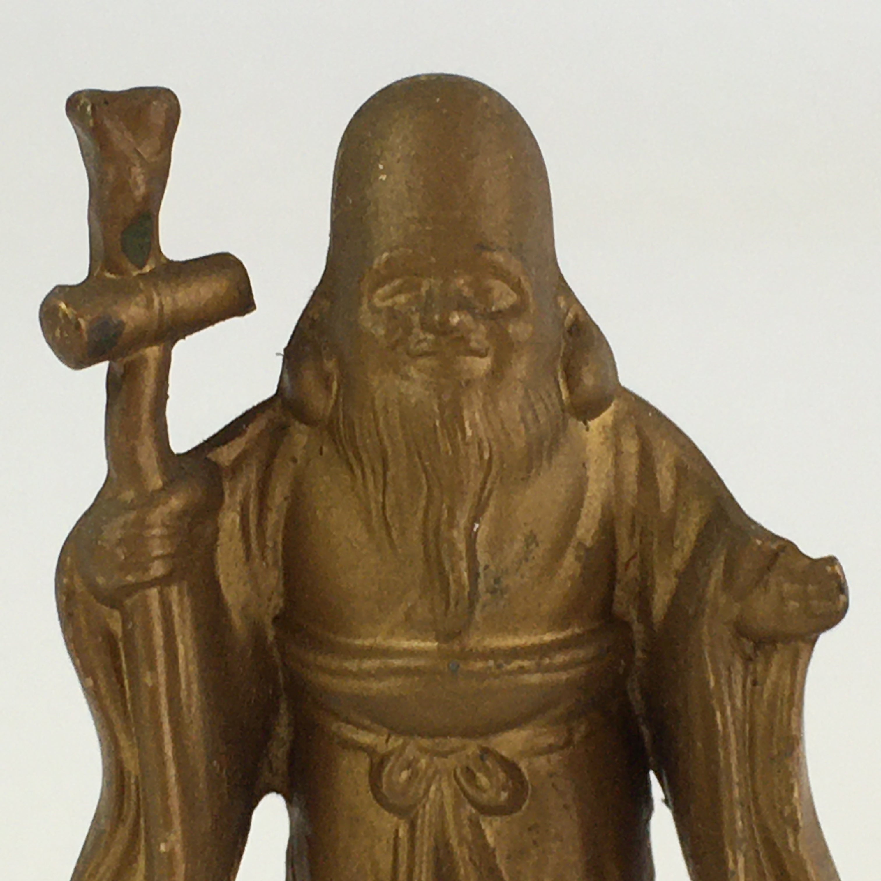 Japanese Figurine Vtg 7 Lucky Gods Fukurokujyu Metal Statue Paperweight JK384