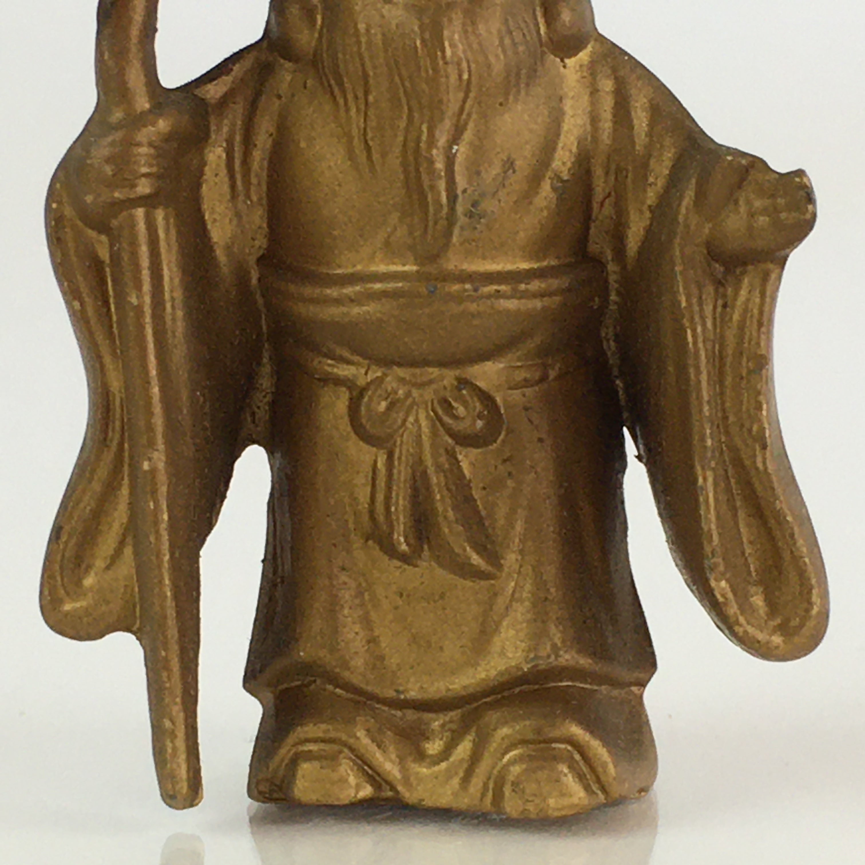 Japanese Figurine Vtg 7 Lucky Gods Fukurokujyu Metal Statue Paperweight JK384