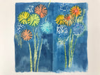 Japanese Fireworks Watercolor Painting Original Art Cardstock Unsigned FL149