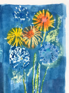 Japanese Fireworks Watercolor Painting Original Art Cardstock Unsigned FL149