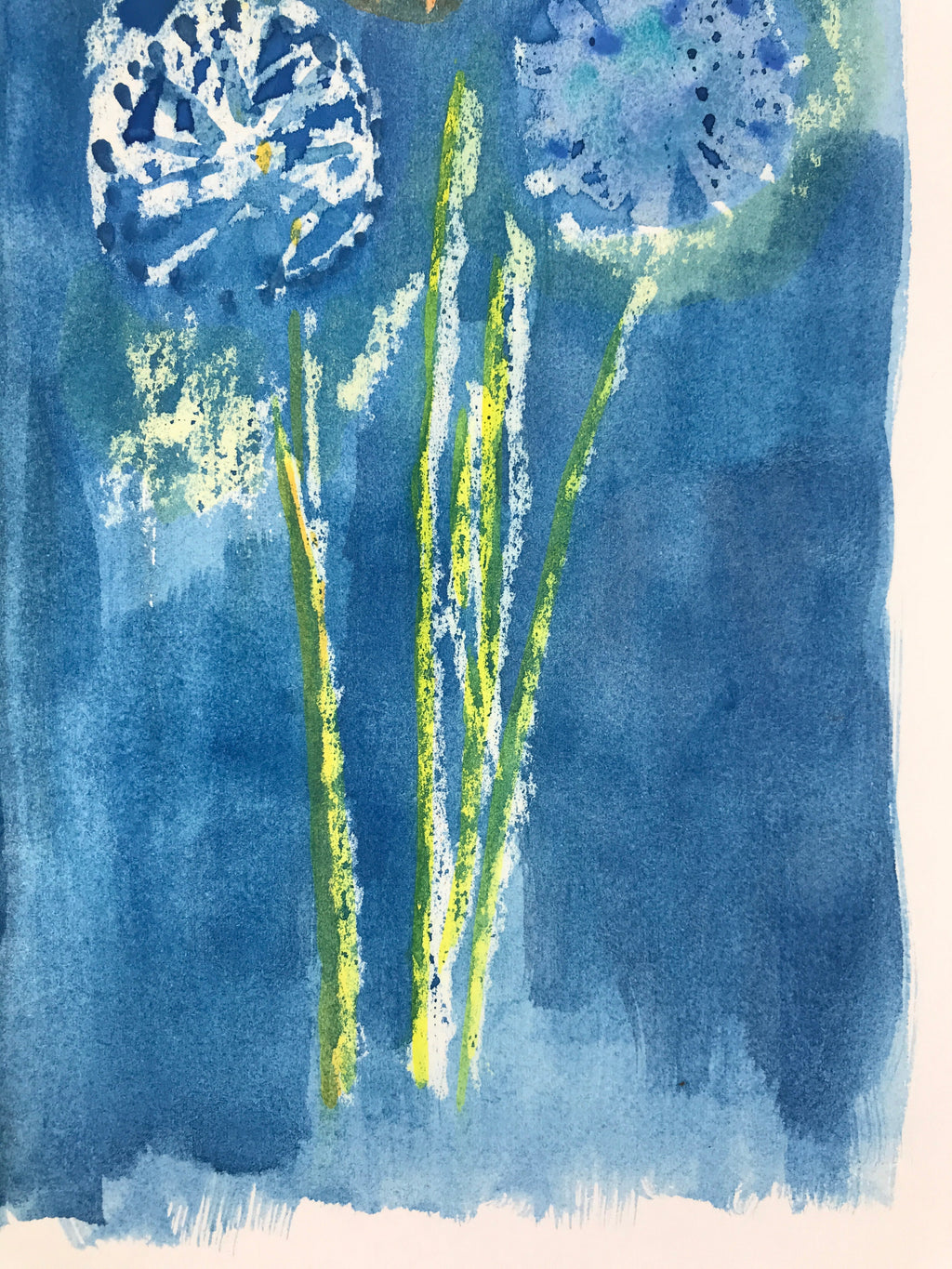 Japanese Fireworks Watercolor Painting Original Art Cardstock Unsigned FL149