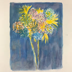 Japanese Fireworks Watercolor Painting Original Art Cardstock Unsigned FL150