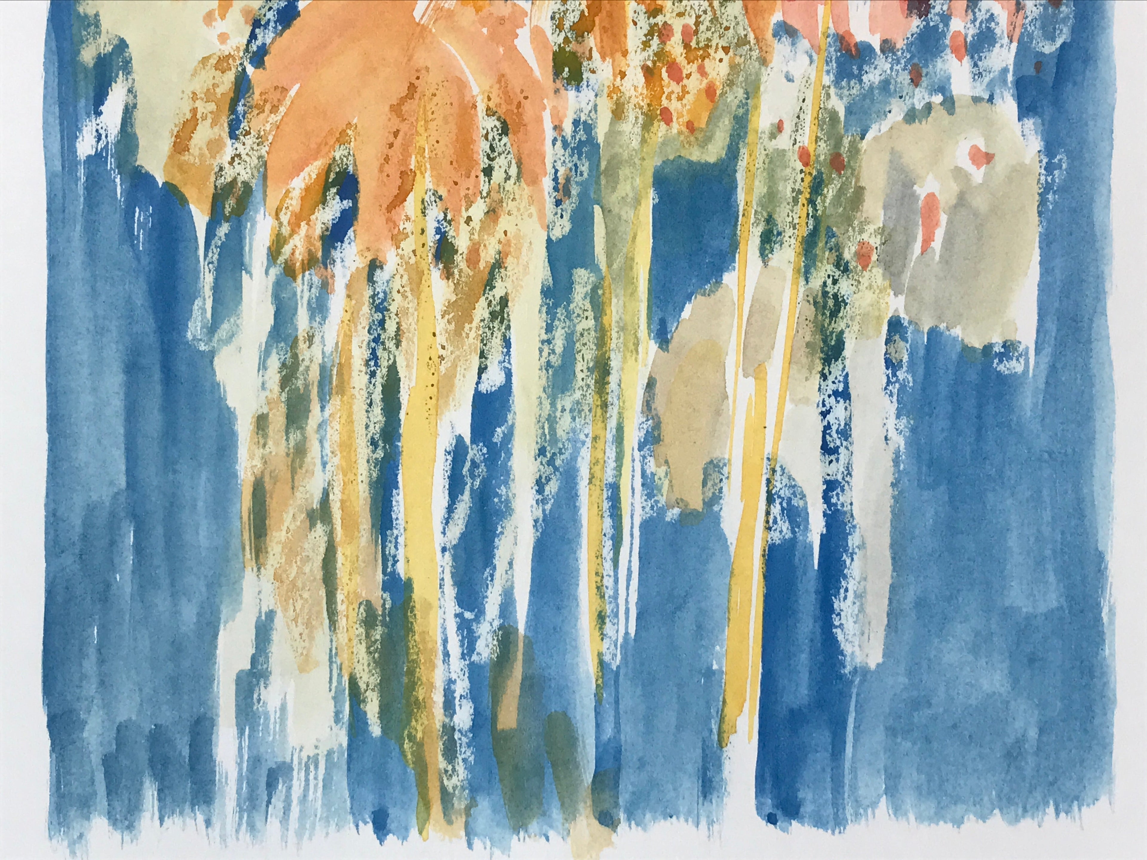 Japanese Fireworks Watercolor Painting Original Art Cardstock Unsigned FL152