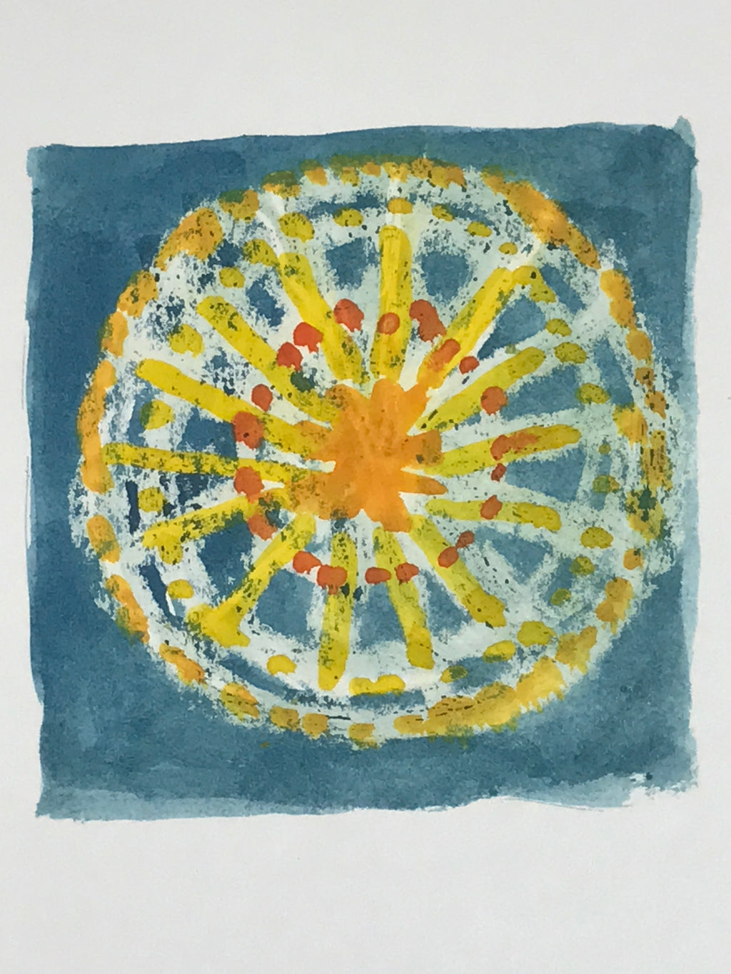 Japanese Fireworks Watercolor Painting Original Art Cardstock Unsigned FL153