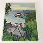 Japanese Fishing Port Oil Painting Picture Unframed Yoshihiro Hagino Art FL21
