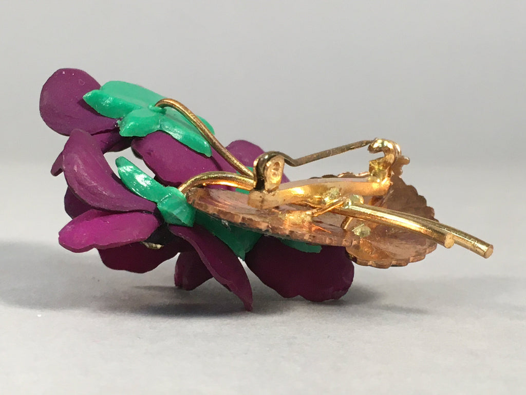 Japanese Floral Brooch Vtg Cloisonne Metal Glass Pin Badge Bouquet 3D JK96