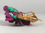Japanese Floral Brooch Vtg Cloisonne Metal Glass Pin Badge Bouquet 3D JK96