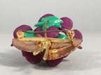 Japanese Floral Brooch Vtg Cloisonne Metal Glass Pin Badge Bouquet 3D JK96