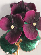 Japanese Floral Brooch Vtg Cloisonne Metal Glass Pin Badge Bouquet 3D JK96