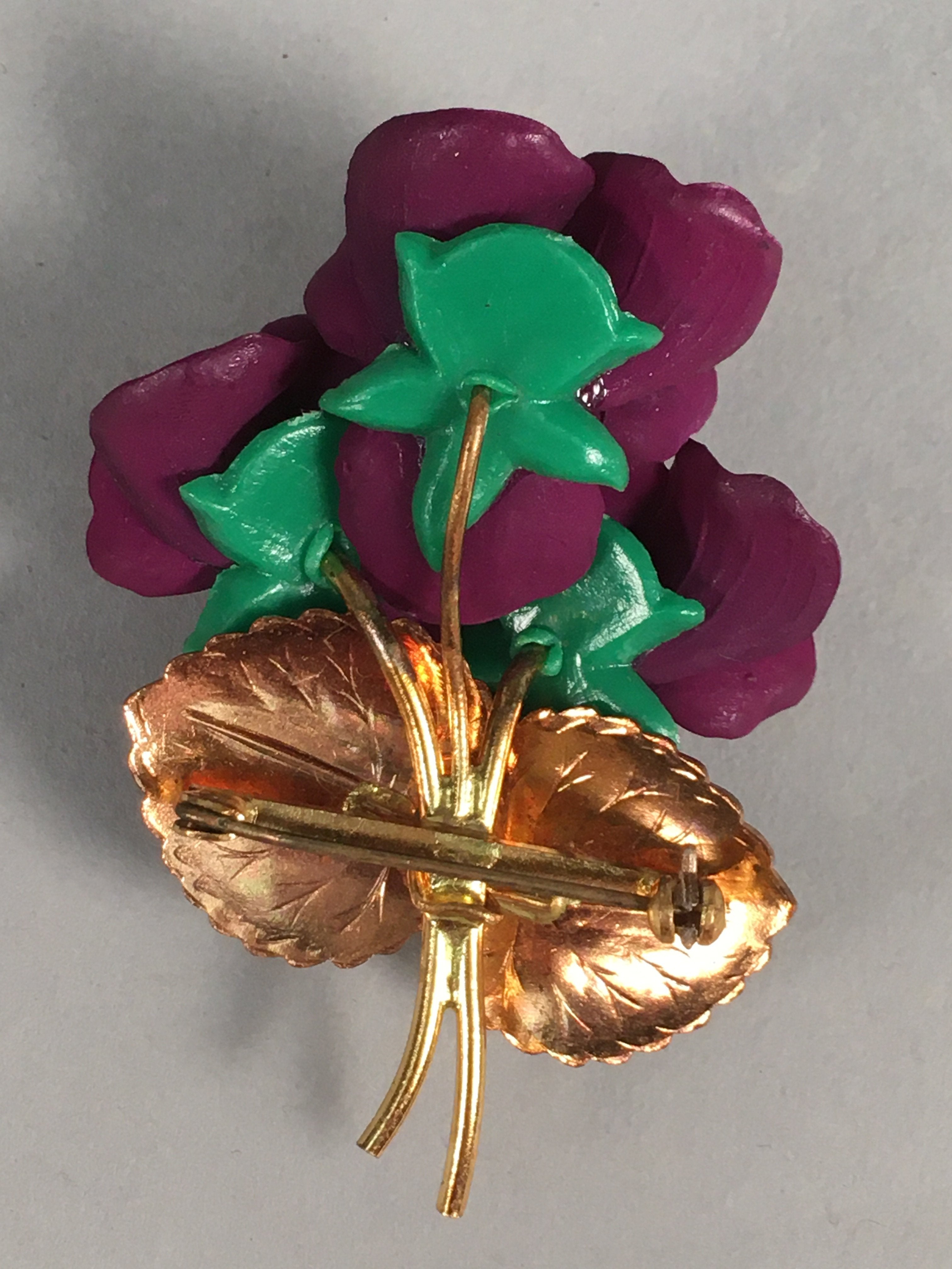 Japanese Floral Brooch Vtg Cloisonne Metal Glass Pin Badge Bouquet 3D JK96