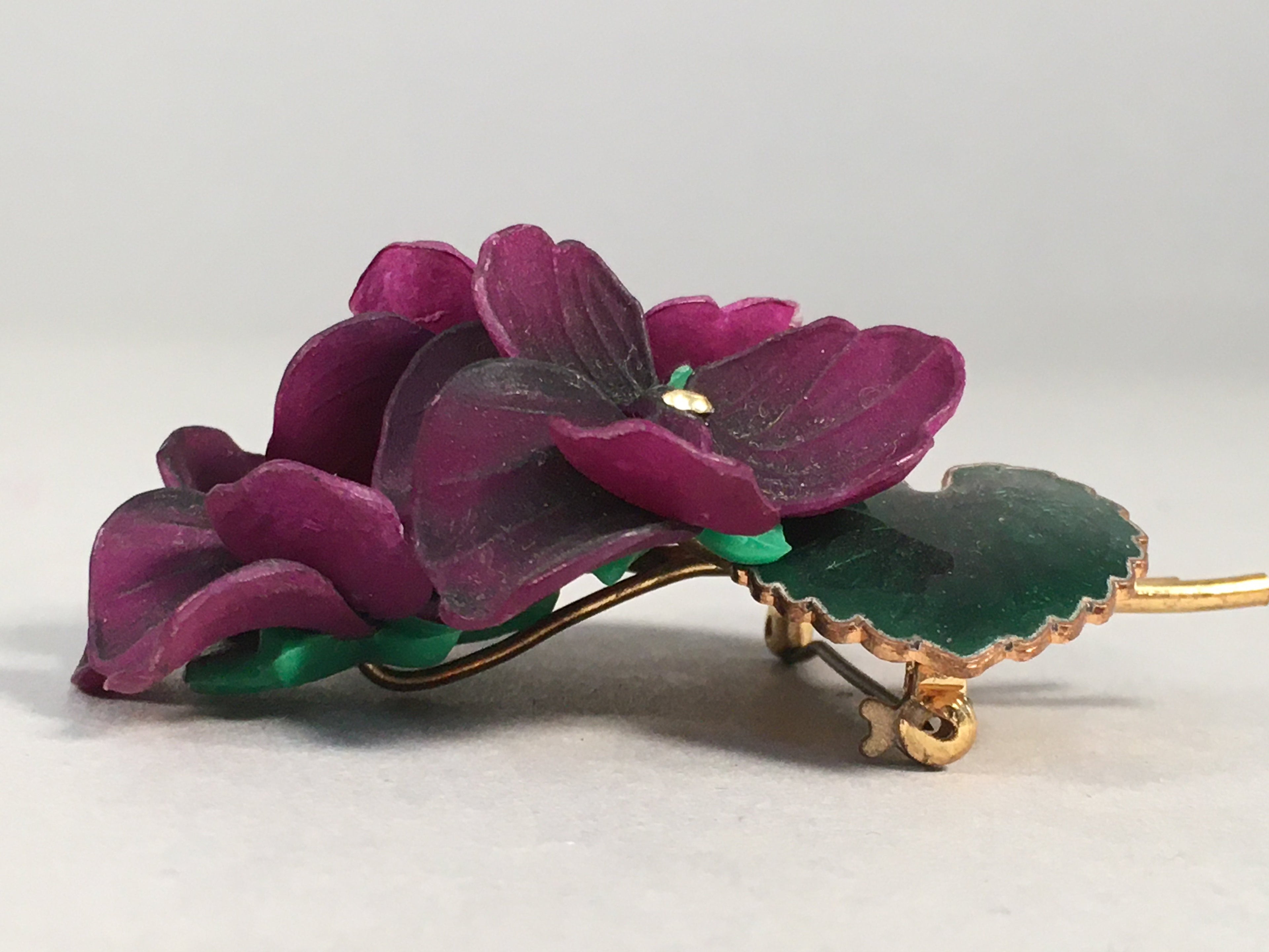 Japanese Floral Brooch Vtg Cloisonne Metal Glass Pin Badge Bouquet 3D JK96