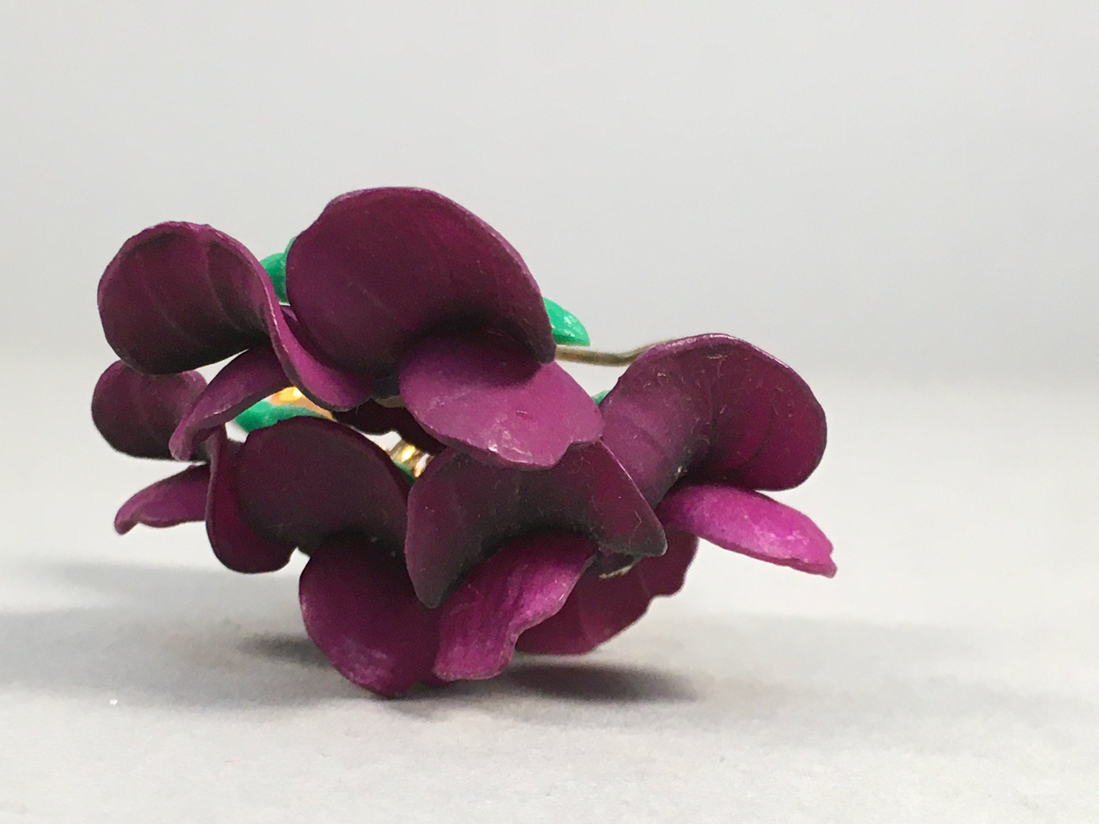 Japanese Floral Brooch Vtg Cloisonne Metal Glass Pin Badge Bouquet 3D JK96