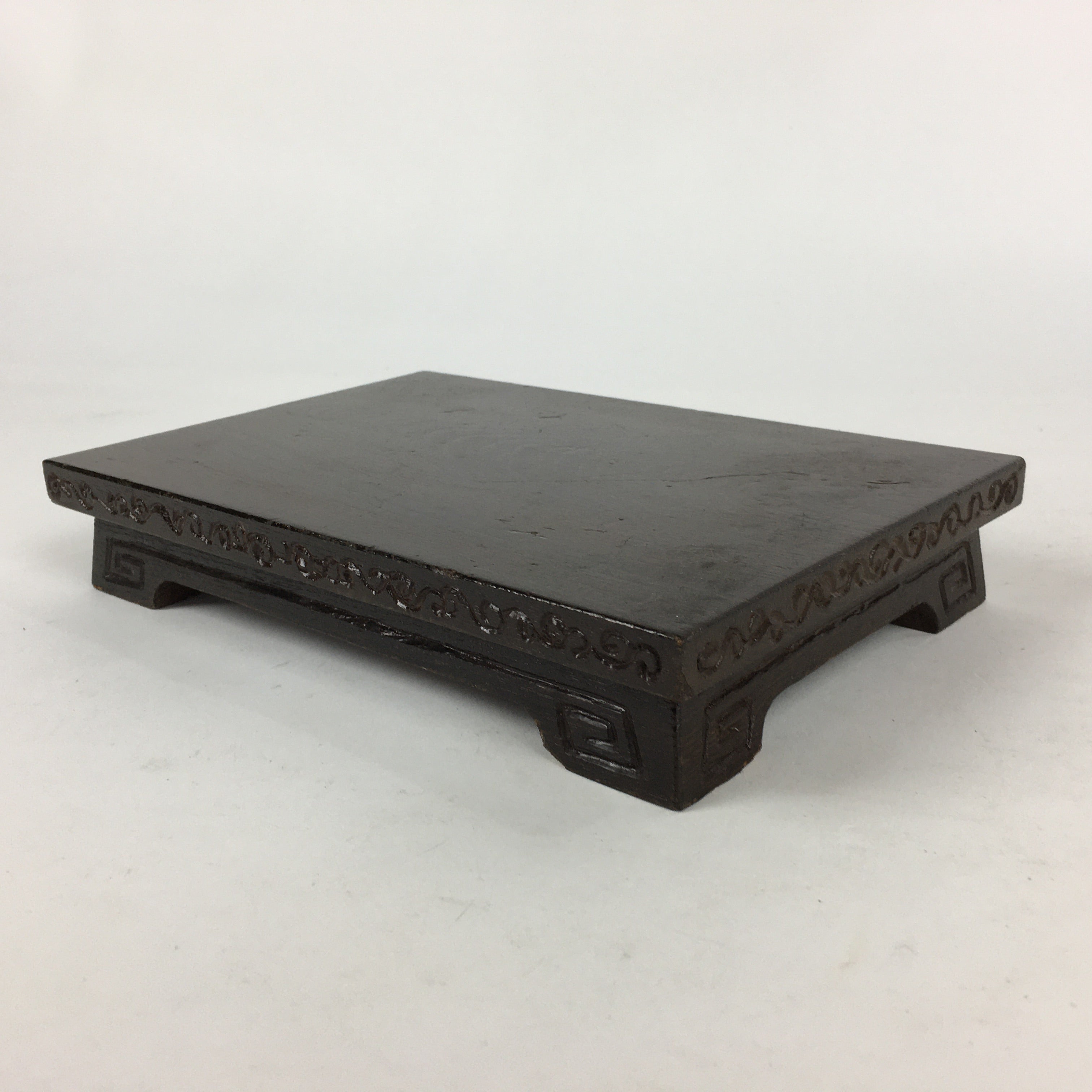 Japanese Flower Vase Stand Vtg Wood Lacquer Board Kadai Ikebana Bonsai WT380