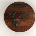 Japanese Flower Vase Stand Wood Bonsai Board Vtg Red Iris Kadai Ikebana WT312