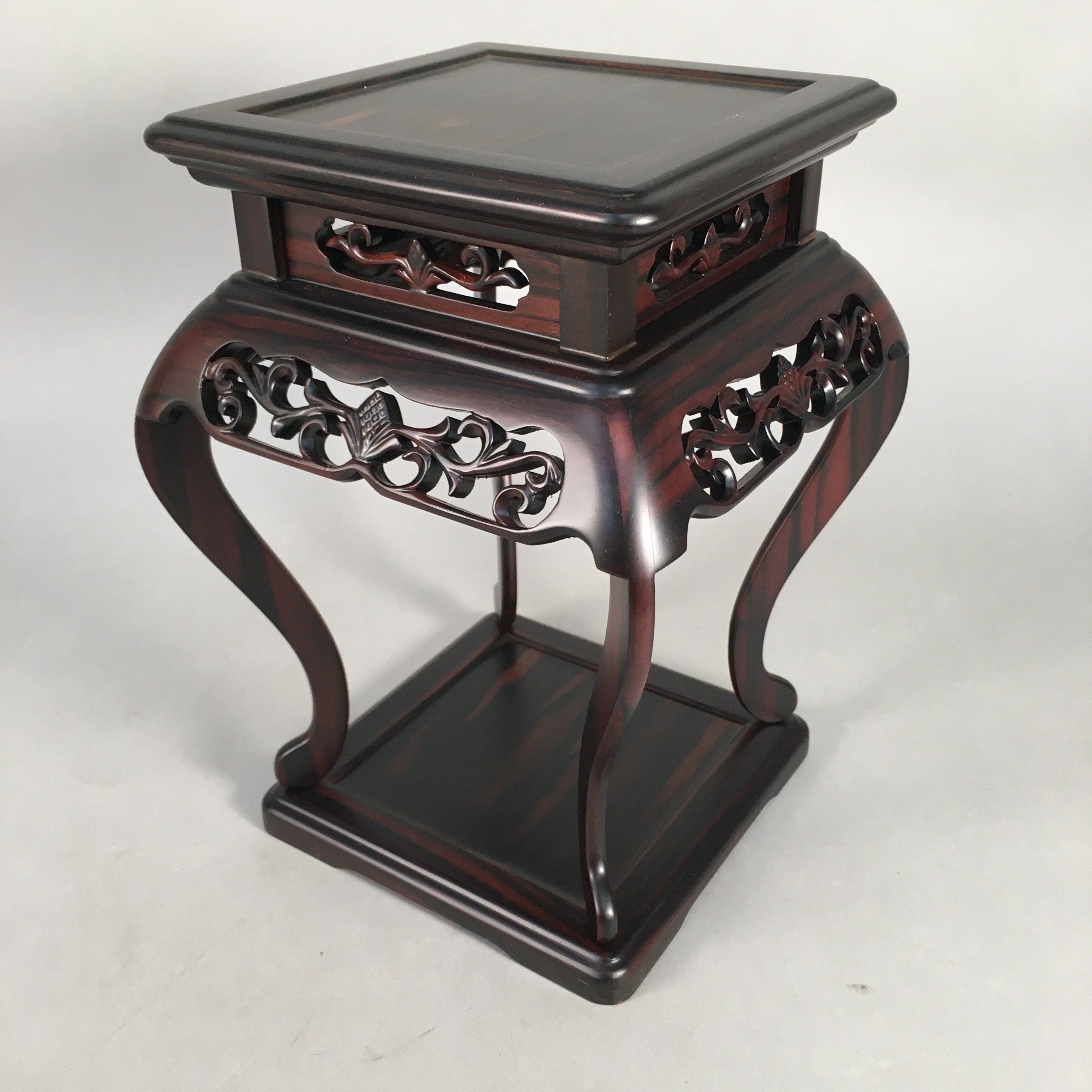 Japanese Flower Vase Stand Wooden Bonsai Table Vtg Ebony Kadai Ikebana PX507