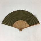 Japanese Folding Fan Vtg Sensu Bamboo Frame Green Paper Naked Woman 4D597