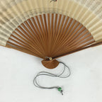 Japanese Folding Fan Vtg Sensu Bamboo Frame Paper Black Birds 4D590