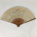 Japanese Folding Fan Vtg Sensu Bamboo Frame Paper Black Birds 4D615