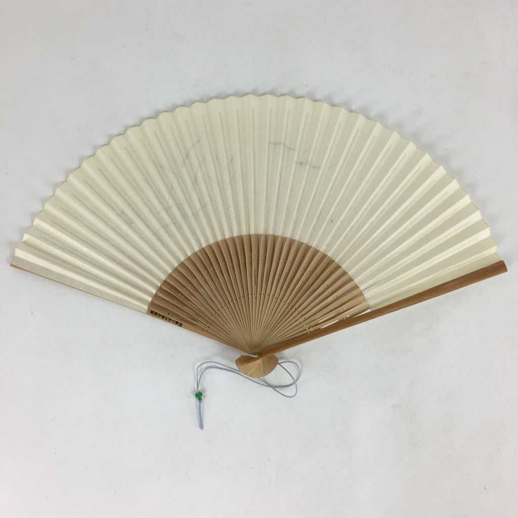 Japanese Folding Fan Vtg Sensu Bamboo Frame Paper Freshwater Trout 4D603