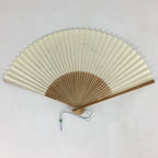 Japanese Folding Fan Vtg Sensu Bamboo Frame Paper Freshwater Trout 4D603