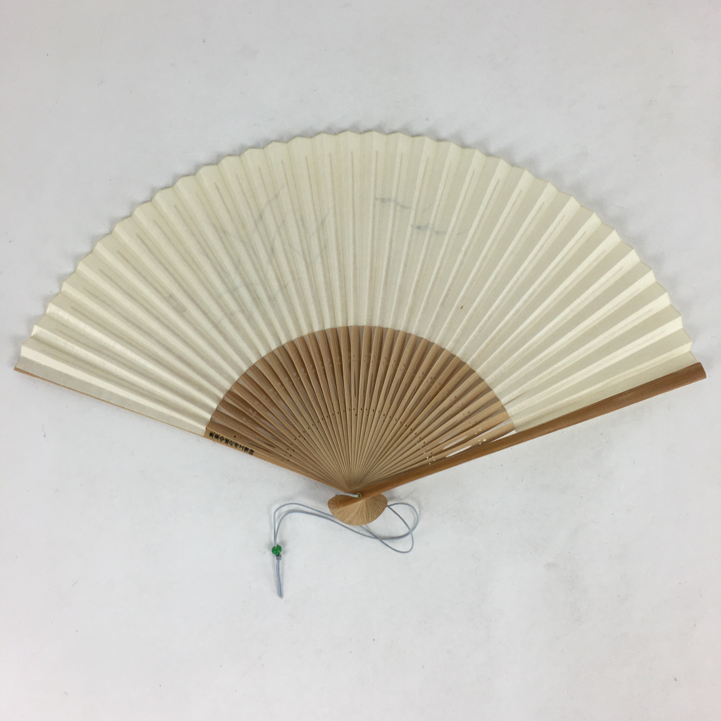 Japanese Folding Fan Vtg Sensu Bamboo Frame Paper Freshwater Trout 4D603