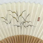 Japanese Folding Fan Vtg Sensu Bamboo Frame Paper Freshwater Trout 4D603