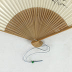 Japanese Folding Fan Vtg Sensu Bamboo Frame Paper Freshwater Trout 4D603