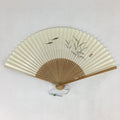 Japanese Folding Fan Vtg Sensu Bamboo Frame Paper Freshwater Trout 4D603