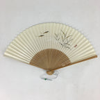 Japanese Folding Fan Vtg Sensu Bamboo Frame Paper Freshwater Trout 4D603
