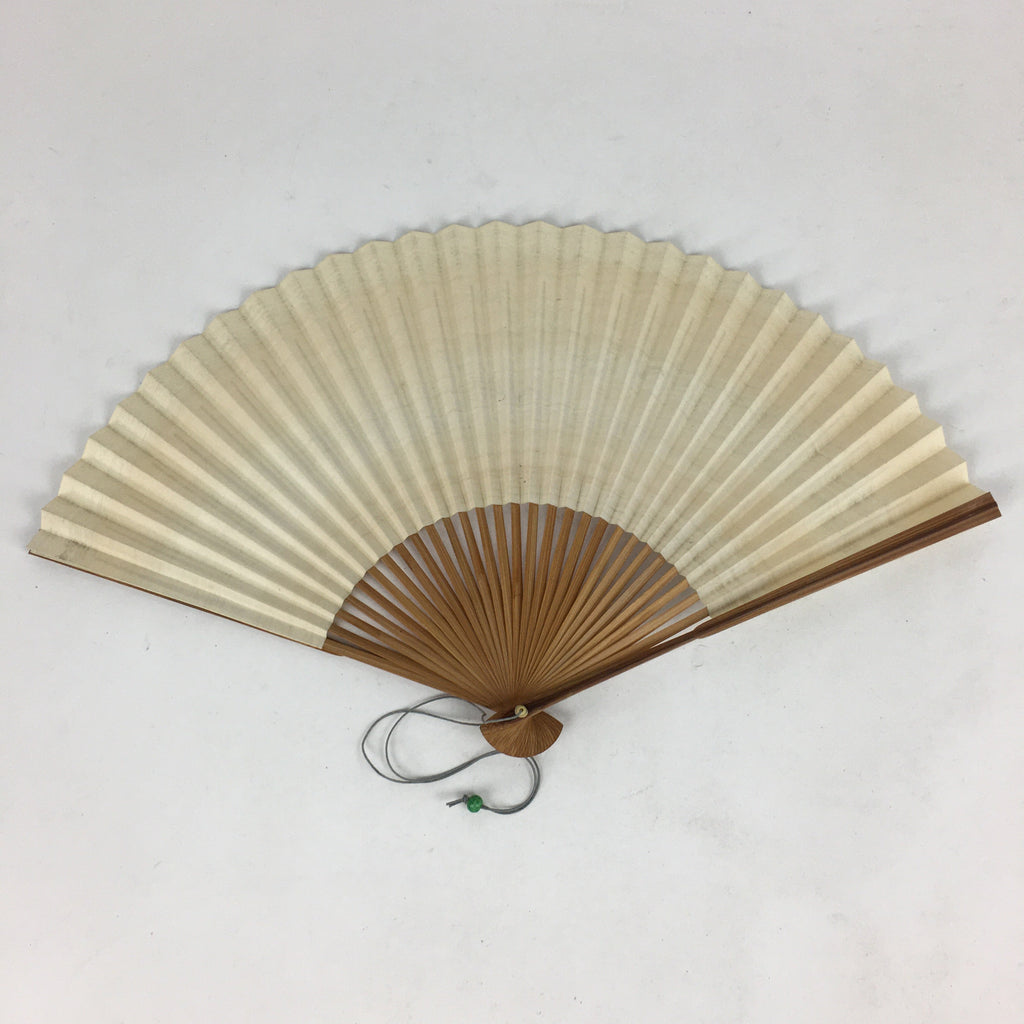 Japanese Folding Fan Vtg Sensu Bamboo Frame Paper Gold Black Birds 4D577