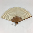 Japanese Folding Fan Vtg Sensu Bamboo Frame Paper Gold Black Birds 4D577