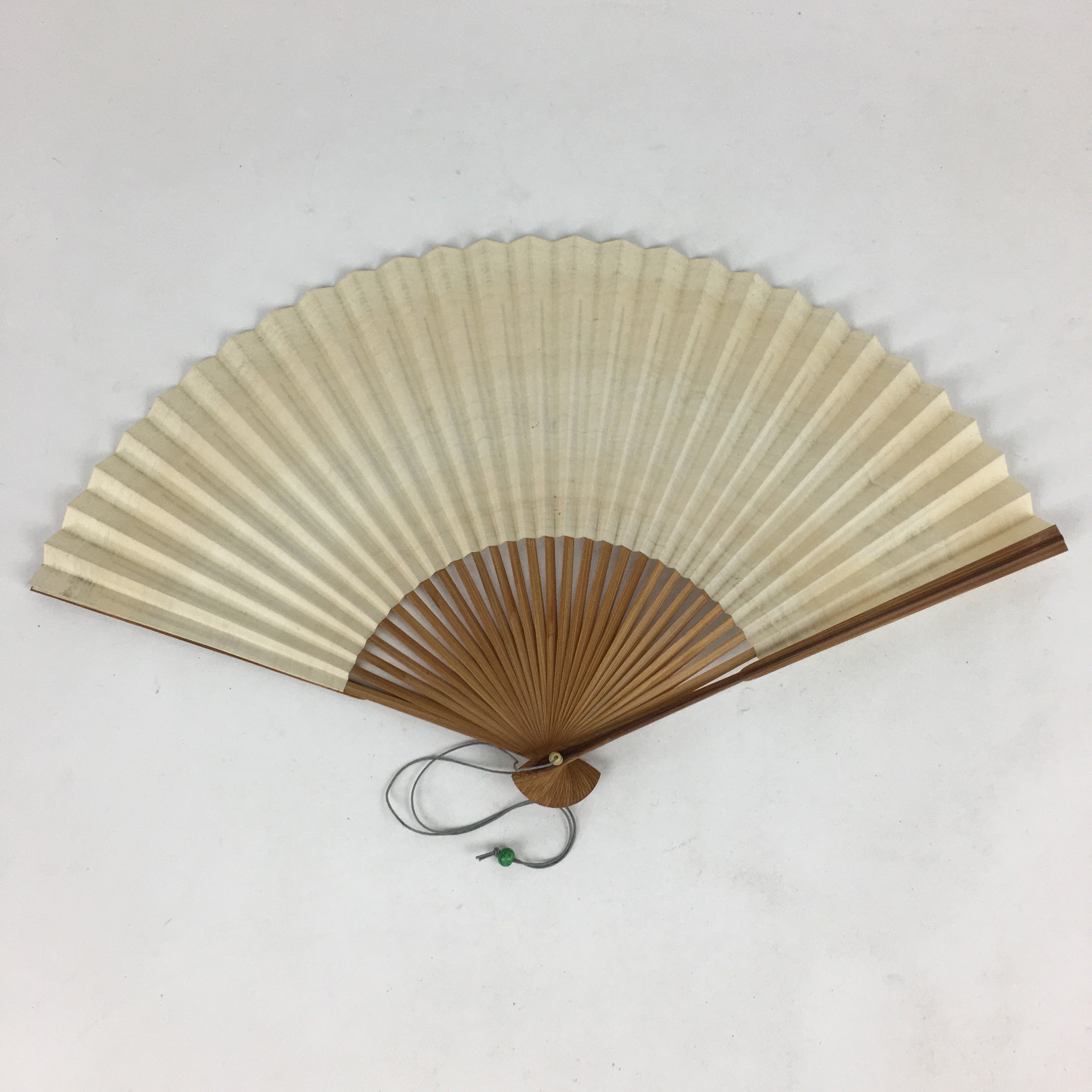 Japanese Folding Fan Vtg Sensu Bamboo Frame Paper Gold Black Birds 4D577