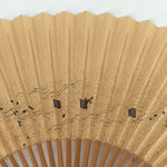 Japanese Folding Fan Vtg Sensu Bamboo Frame Paper Golden Glitter 4D589