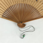 Japanese Folding Fan Vtg Sensu Bamboo Frame Paper Golden Glitter 4D589