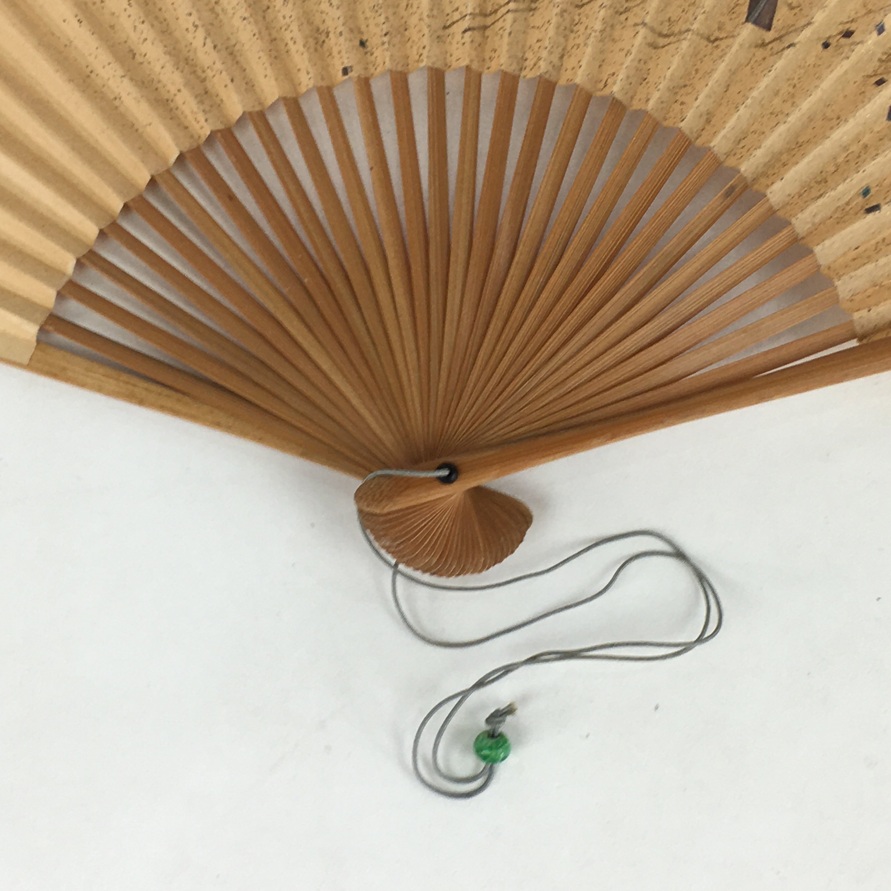 Japanese Folding Fan Vtg Sensu Bamboo Frame Paper Golden Glitter 4D589
