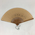 Japanese Folding Fan Vtg Sensu Bamboo Frame Paper Golden Glitter 4D589