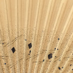 Japanese Folding Fan Vtg Sensu Bamboo Frame Paper Golden Glitter 4D592