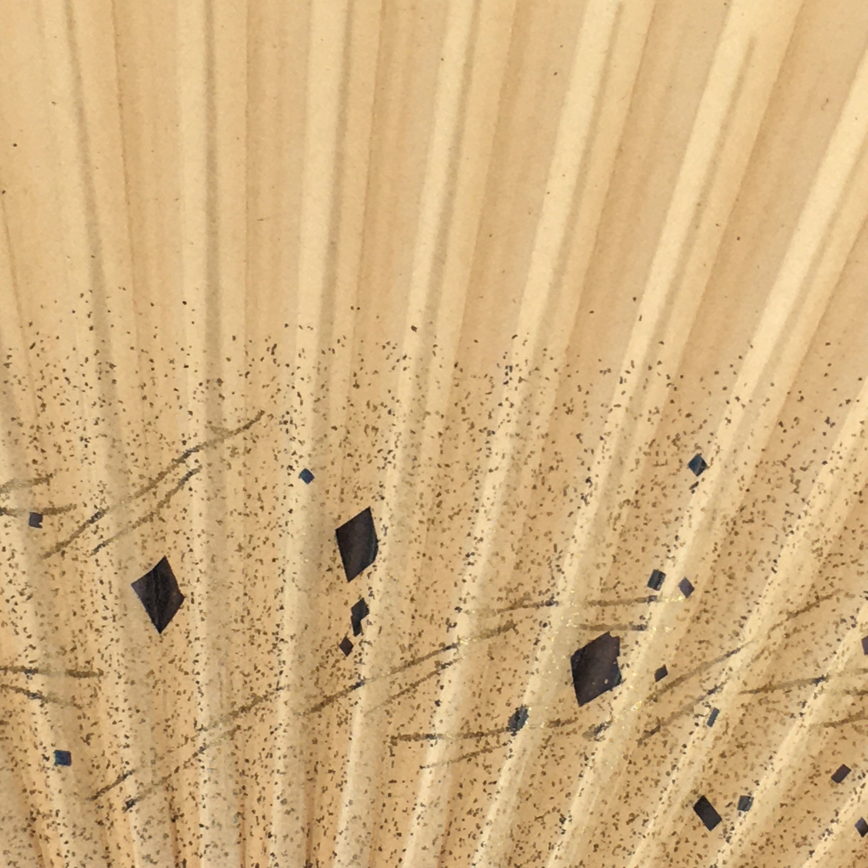 Japanese Folding Fan Vtg Sensu Bamboo Frame Paper Golden Glitter 4D592