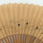 Japanese Folding Fan Vtg Sensu Bamboo Frame Paper Golden Glitter 4D592