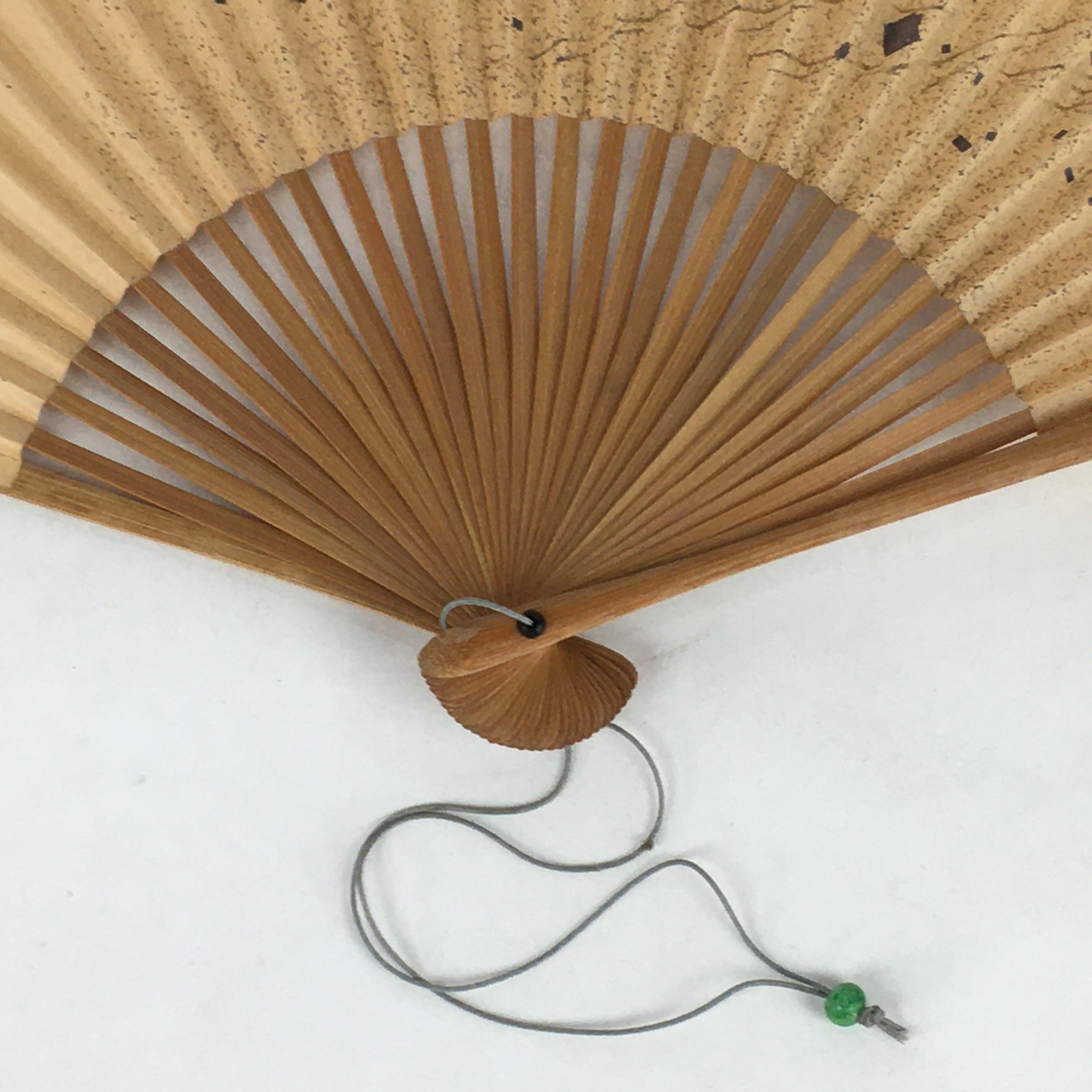Japanese Folding Fan Vtg Sensu Bamboo Frame Paper Golden Glitter 4D592