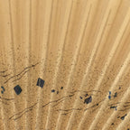 Japanese Folding Fan Vtg Sensu Bamboo Frame Paper Golden Glitter 4D593